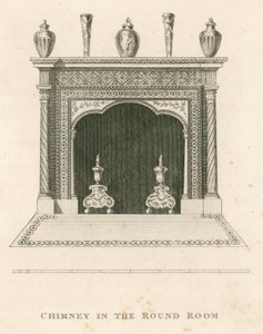 Chimenea en la Sala Redonda, Strawberry Hill, Twickenham, Londres de English School