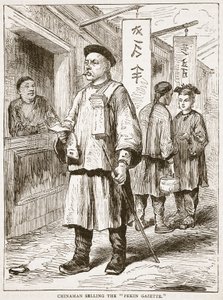 Chino vendiendo la Gaceta de Pekín, ilustración de Cassells Illustrated History of England