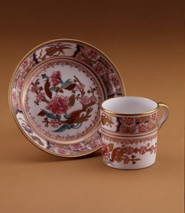 Taza y plato de café estilo chino, Spode, Staffordshire, c.1800