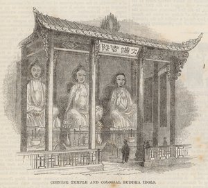 Templo chino e ídolos colosales de Buda de English School