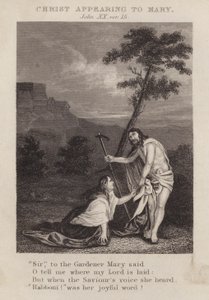 Cristo apareciendo a María, Juan XX, versículo 15 (grabado) de English School