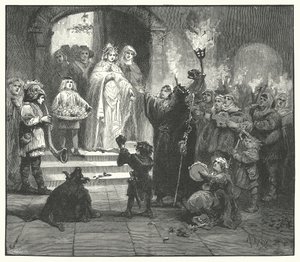 Mummers de Navidad en Suecia (grabado) de English School