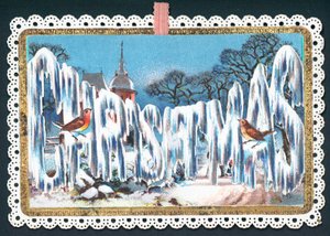 Palabras de Navidad en hielo, tarjeta de Navidad