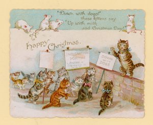 Tarjeta de Navidad, con gatos y ratones de English School