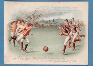 Postal navideña de un partido de fútbol, 1892