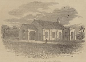 Iglesia recientemente construida en Vizianagram, Madrás (grabado) de English School