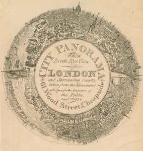 Panorama de la ciudad, una vista aérea de Londres y el campo circundante tomada desde el Monumento