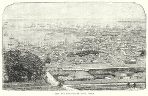 Ciudad y Puerto de Kobe, Japón (grabado)