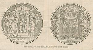 Medalla de la ciudad para el Agradecimiento Real en la Catedral de San Pablo, Londres, el 27 de febrero de 1872 de English School
