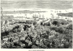 Ciudad de Boston, Massachusetts (grabado) de English School