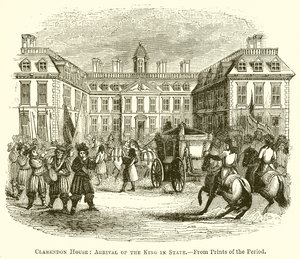 Casa de Clarendon: llegada del rey en estado de English School