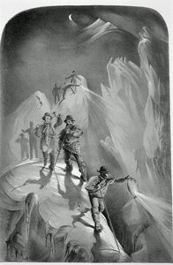 Escalada nocturna, de Ten Scenes in the Last Ascent of Mont Blanc Including Five Views from the Summit, por J.D.H. Browne, publicada en 1853