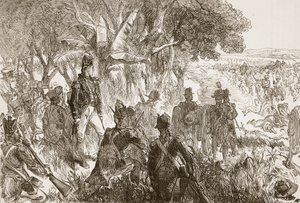 Clive en Plassey, ilustración de Cassells Illustrated History of India de James Grant, pub. 1879