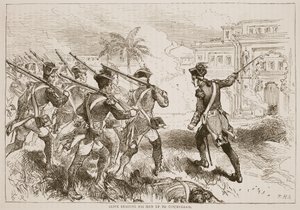 Clive liderando a sus hombres hacia Conjeveram, ilustración de Cassells Illustrated History of India de James Grant, pub. 1879 de English School