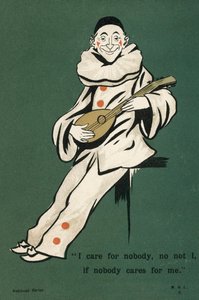 Payaso tocando el laúd (litografía en color)