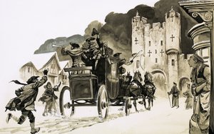Carruaje entrando en una ciudad de English School