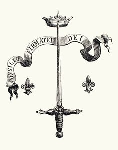 Escudo de armas de la familia de Juana de Arco, 1878 de English School