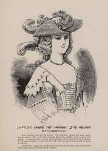 Coiffure bajo la Fronda, la Grande Mademoiselle (grabado)