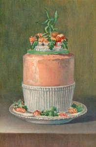 Soufflé frío de salmón (litografía en color) de English School
