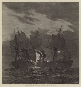 Colisión entre el Ville du Havre y el Lochearn (grabado) de English School