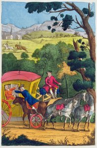 El coronel Jack robando a Mary Smith en Maidenhead Thicket, ilustración de Las vidas y aventuras de los más célebres bandoleros y ladrones de calles... publicado en 1822 de English School