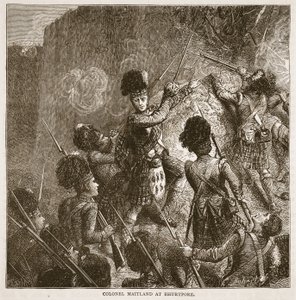 El Coronel Maitland en Bhurtpore, ilustración de Cassells Illustrated History of India de James Grant, pub. 1879 de English School