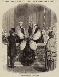 Consagración de un Obispo, en la Capilla de Whitehall (grabado) de English School