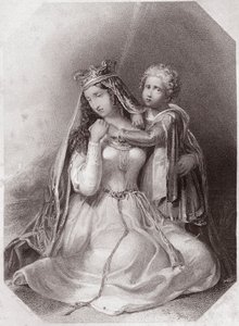 Constanza de Bretaña, viuda de Geoffroy Plantagenet (La vida y muerte del rey Juan) Lady Constance viuda de Geoffrey II, duque de Bretaña (La vida y muerte del rey Juan) en - “Galería de Mujeres de Shakespeare, colección de cuarenta y cinco retratos serios de English School