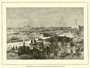 Constantinopla, desde el cementerio musulmán, Scutari de English School