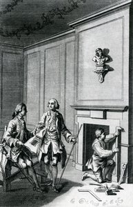 Construcción de una Chimenea (grabado) de English School
