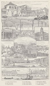 Mercado de Convent Garden, Bolsa de Cereales, Mercado de Billingsgate, Bolsa de Carbón, Muelles de la India Oriental, Muelles de Santa Catalina, Muelles de Victoria, Muelles de la India Occidental, Muelles de Londres de English School