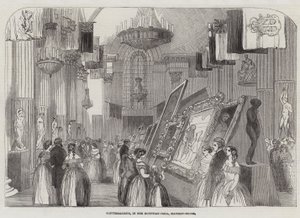 Conversación, en el Salón Egipcio, Mansion House (grabado)