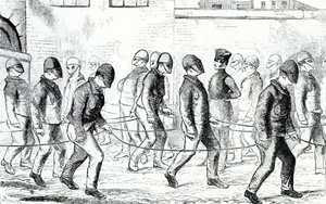 Convictos ejercitándose en la prisión de Pentonville, de 