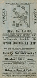 Circo de Cooke, para el beneficio de Lavater Lee, 31 de enero de 1844 de English School