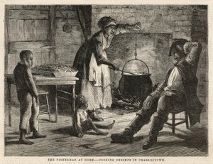 Cocinando camarones en Charlestown