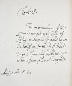 Copia de una carta escrita por Carlos II, 1648 de English School