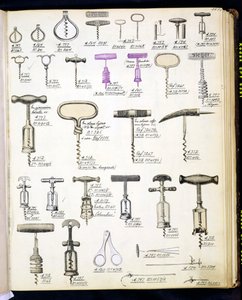 Sacacorchos, de un catálogo comercial de bienes y accesorios domésticos, c.1890-1910 de English School