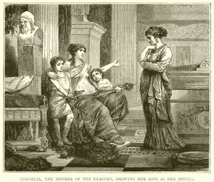 Cornelia, la madre de los Gracos, mostrando a sus hijos como sus joyas