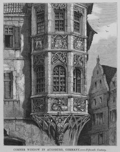 Ventana de Esquina en Augsburgo, Alemania (grabado) de English School