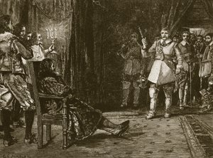 Entrevista del Corneta Joyce con Carlos, ilustración de Cassells Illustrated History of England de English School