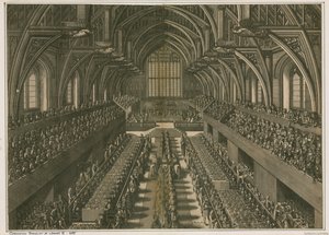Banquete de coronación de Jacobo II, 1685, en Westminster Hall, Londres de English School