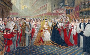 Coronación de la reina Victoria en 1837 (impresión) de English School