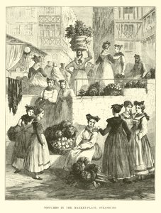 Trajes en la plaza del mercado, Estrasburgo de English School