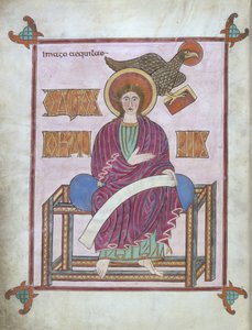 Cott Nero DIV f.209v San Juan con su símbolo, de los Evangelios de Lindisfarne, 710-721 (vitela)
