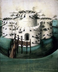 Cotton Augustus I i f.21, Diseño para Walmer y Sundown Castles ("Un castillo para los Downes") de English School