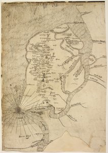 Cotton Augustus I.i f.51 Mapa de la isla de Sheppey atribuido al cartógrafo Robert Lythe