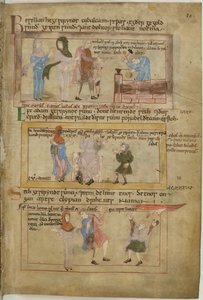 Algodón Claudio B IV fol.10 Lamec y sus dos esposas y su hijo, Tubalcaín, el herrero, trabajando (vitela) de English School