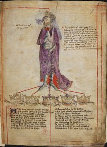 Cotton Julius E. IV, f.7 Dibujo de Eduardo III, con un breve relato de su reinado y líneas de 