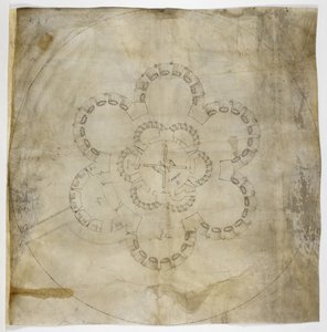 Algodón MS. Augustus I.i.67 Ground Plan of Deal Castle (tinta en pergamino) de English School