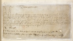 Algodón Vespasiano MS F III f.19 Primera carta sobreviviente de Richard a Sir John Say de English School